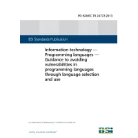 BS PD ISO/IEC TR 24772:2013 BS PD ISO/IEC TR 24772:2013