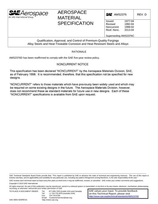 SAE AMS2376D SAE AMS2376D