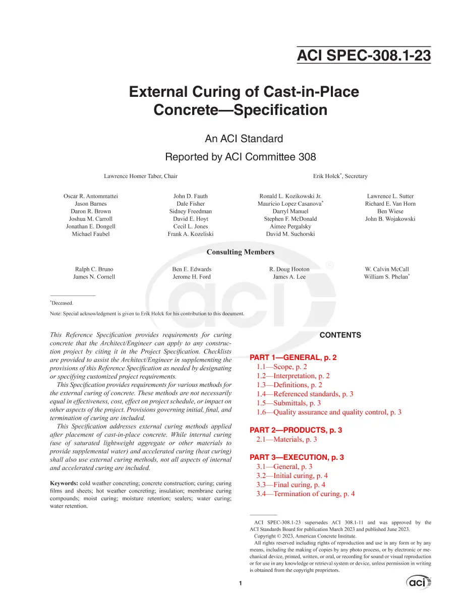 ACI SPEC-308.1-23 (SI Units) ACI SPEC-308.1-23 (SI Units)