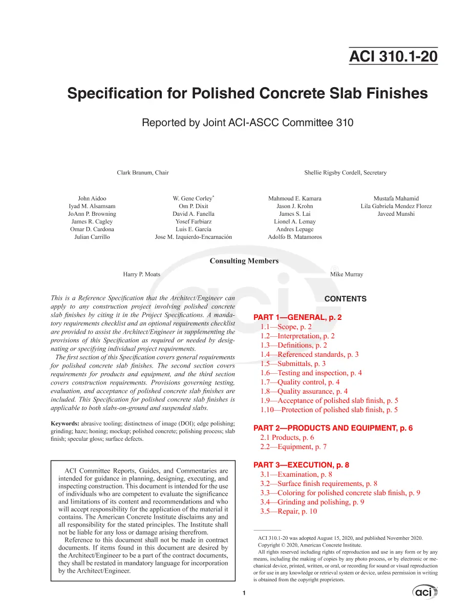 ACI SPEC-310.1-20 ACI SPEC-310.1-20