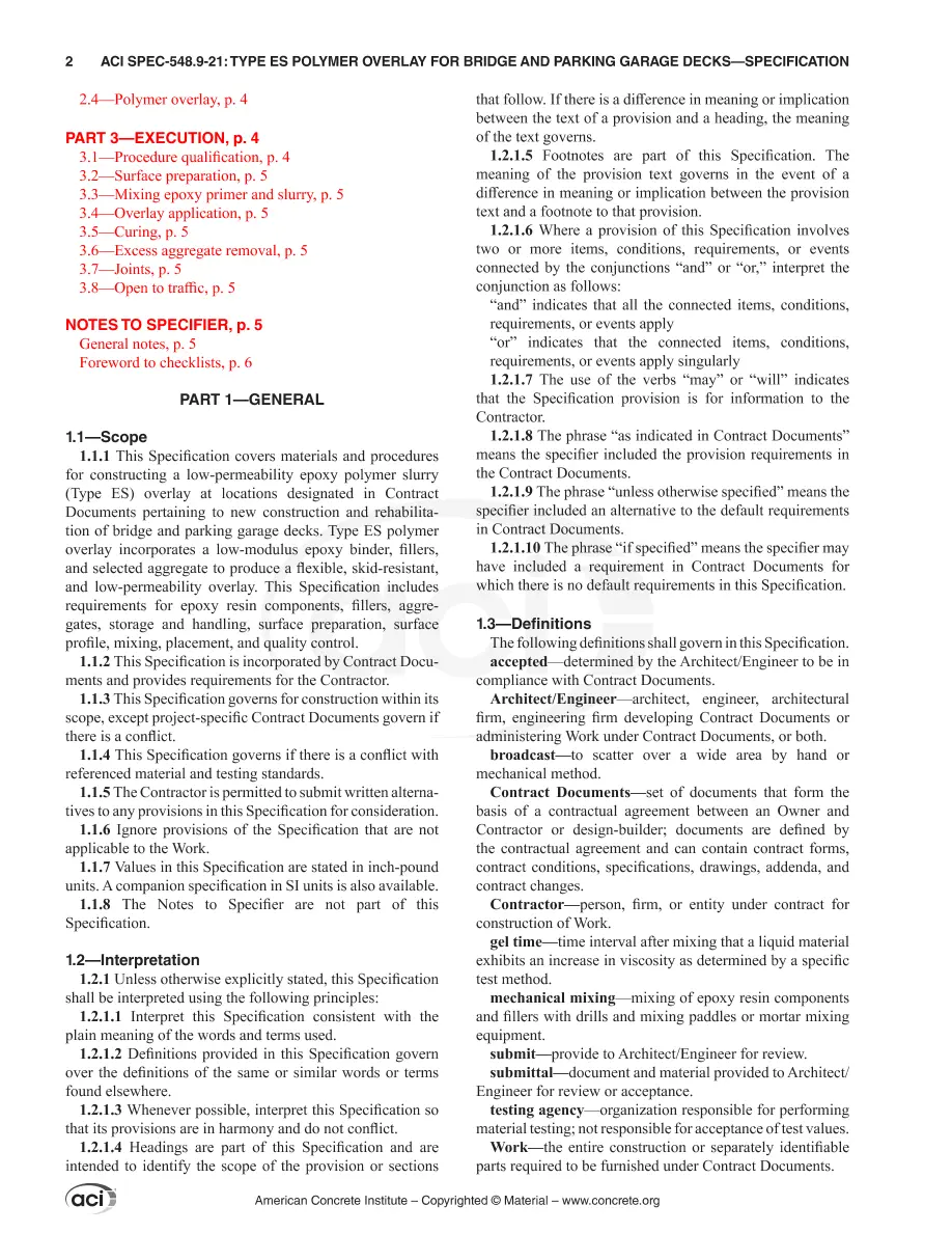 ACI SPEC-548.9-21 ACI SPEC-548.9-21