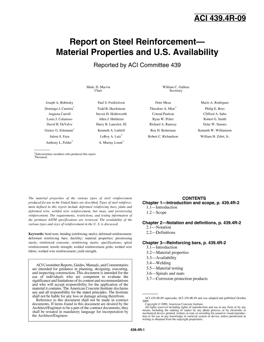 ACI 439.4R-09 (R2017) ACI 439.4R-09 (R2017)