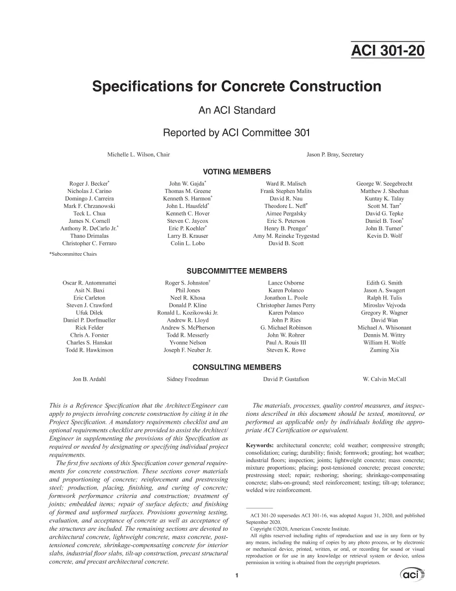 ACI SPEC-301-20 ACI SPEC-301-20