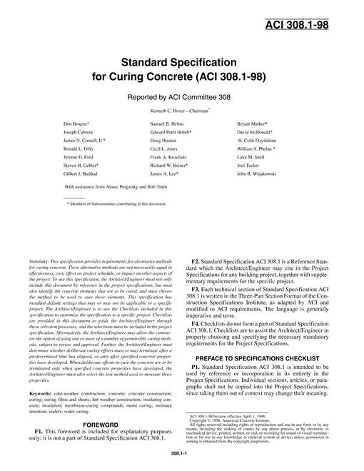 ACI 308.1-98 ACI 308.1-98