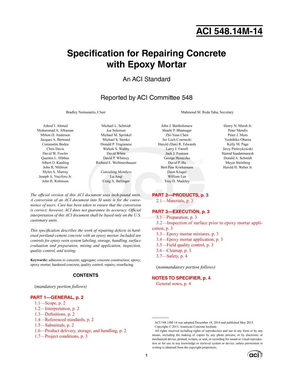 ACI 548.14M-14 ACI 548.14M-14
