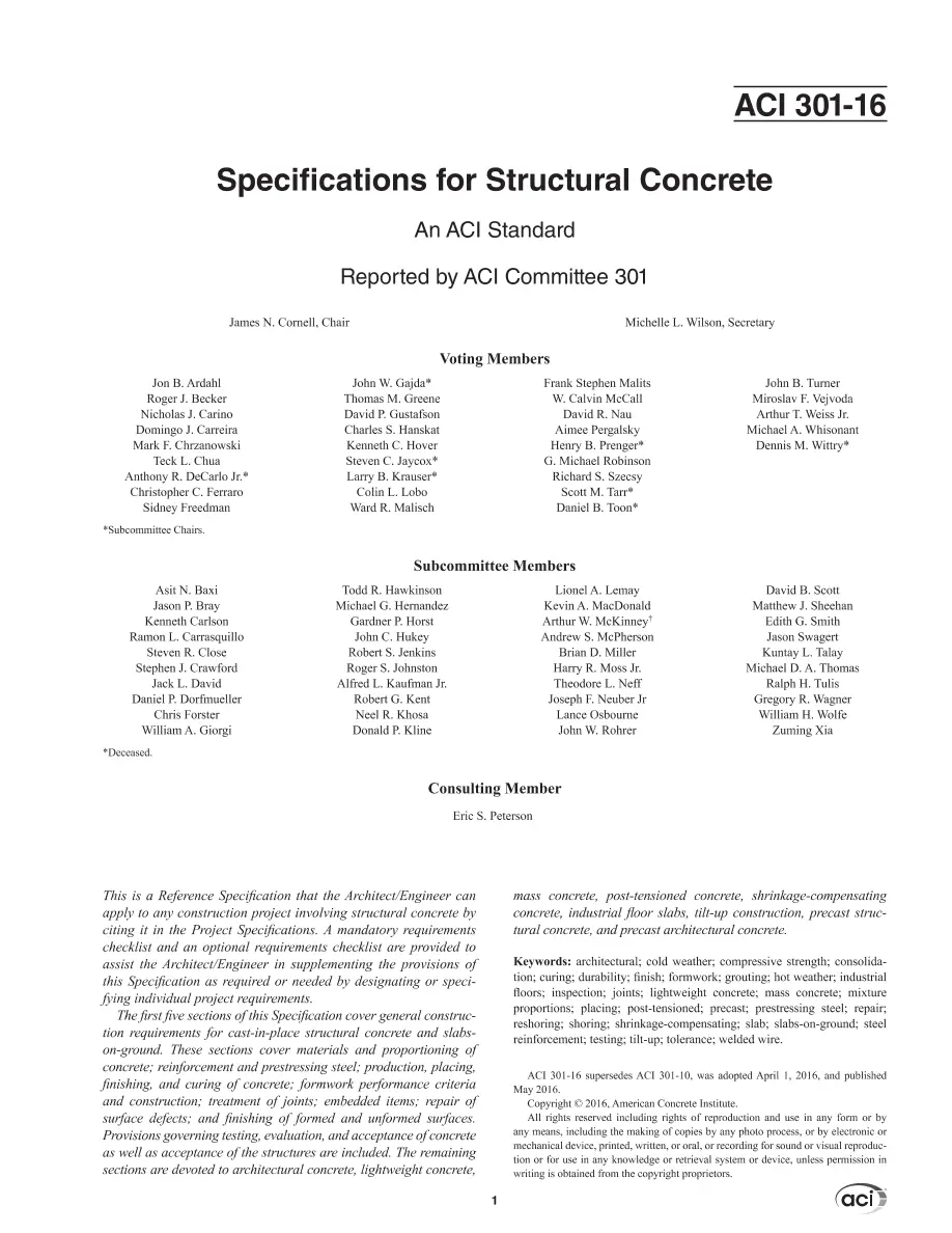 ACI 301-16 ACI 301-16