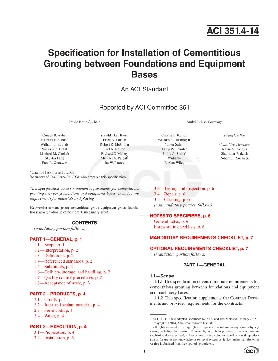 ACI 351.4-14 ACI 351.4-14