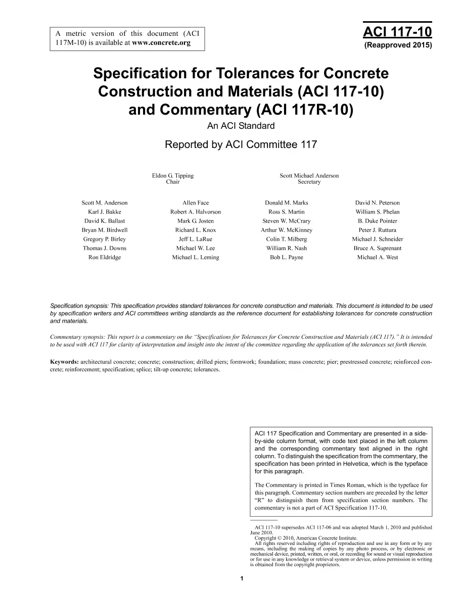 ACI 117-10 (R2015) ACI 117-10 (R2015)