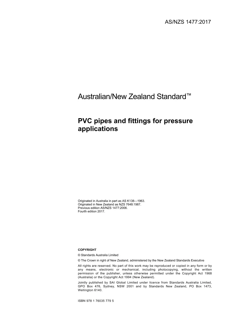 AS/NZS 1477:2017 AS/NZS 1477:2017