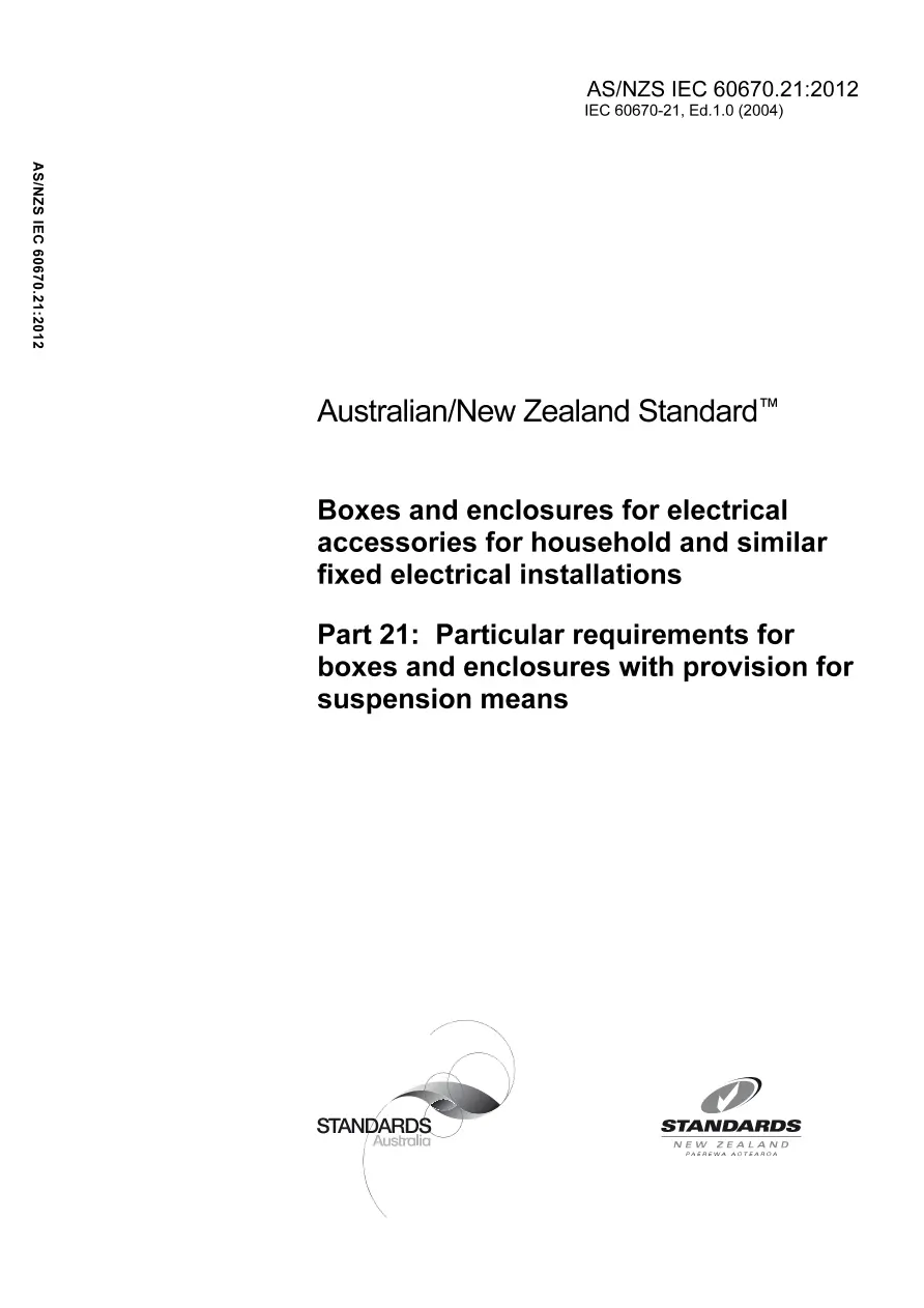 AS/NZS IEC 60670.21:2012 AS/NZS IEC 60670.21:2012