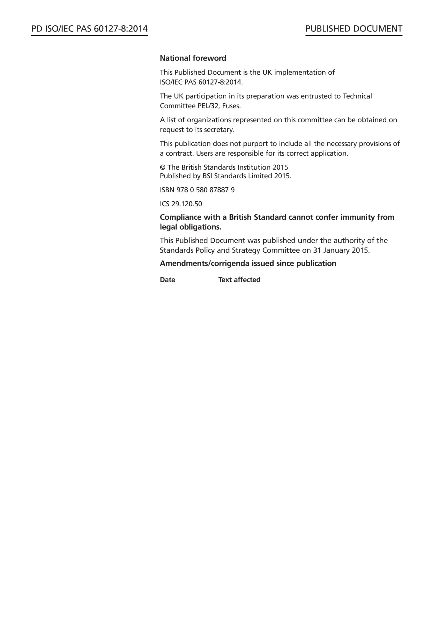 BS PD IEC/PAS 60127-8:2014 BS PD IEC/PAS 60127-8:2014