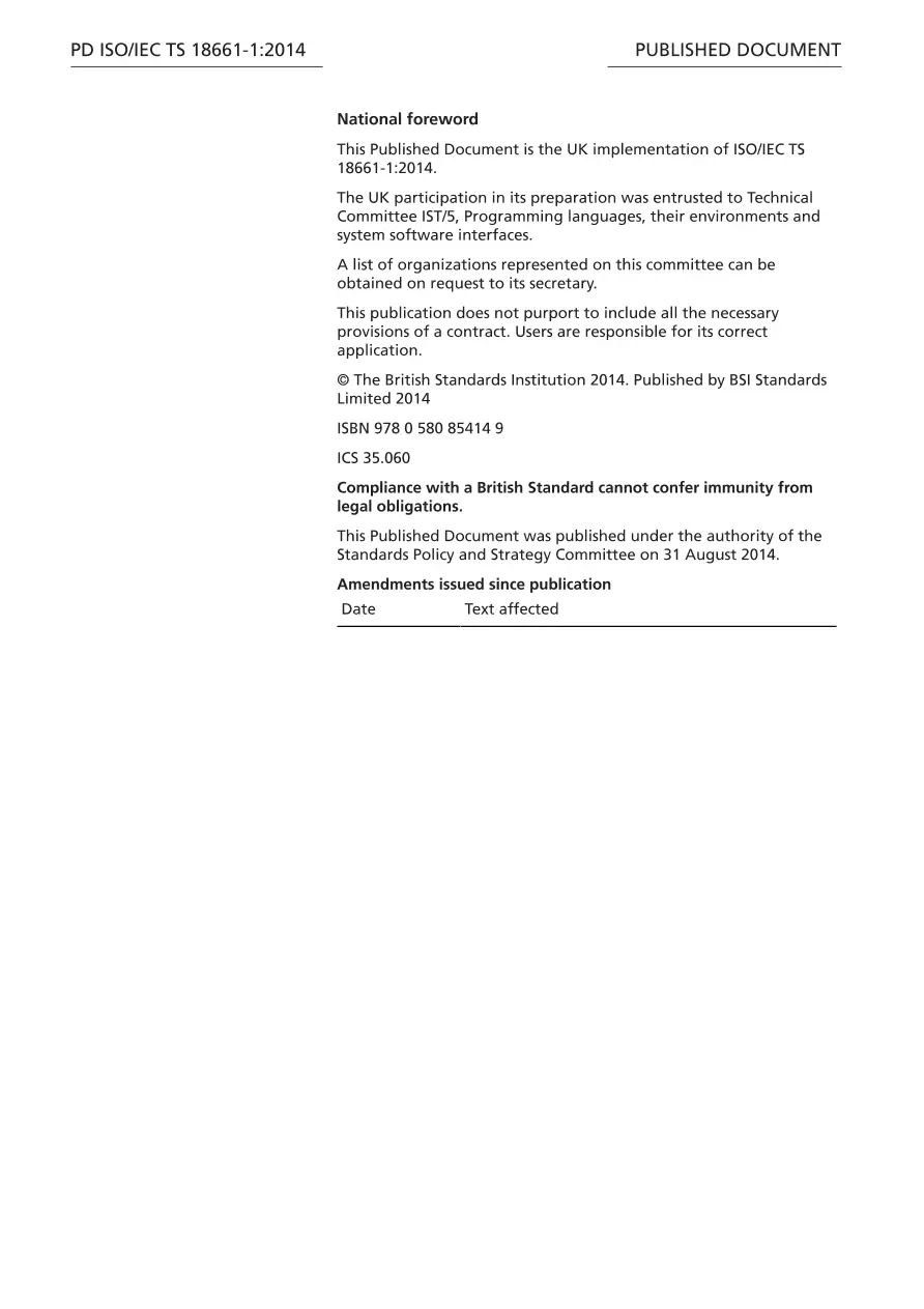 BS PD ISO/IEC TS 18661-1:2014 BS PD ISO/IEC TS 18661-1:2014
