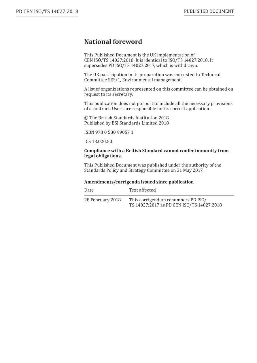 BS PD CEN ISO/TS 14027:2018 BS PD CEN ISO/TS 14027:2018