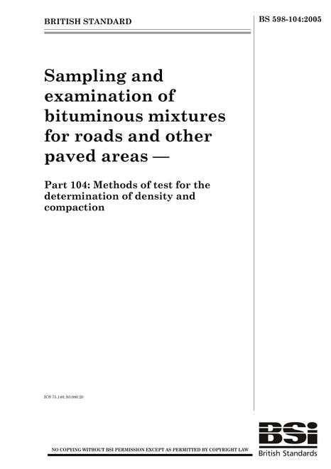 BS 598-104:2005 BS 598-104:2005