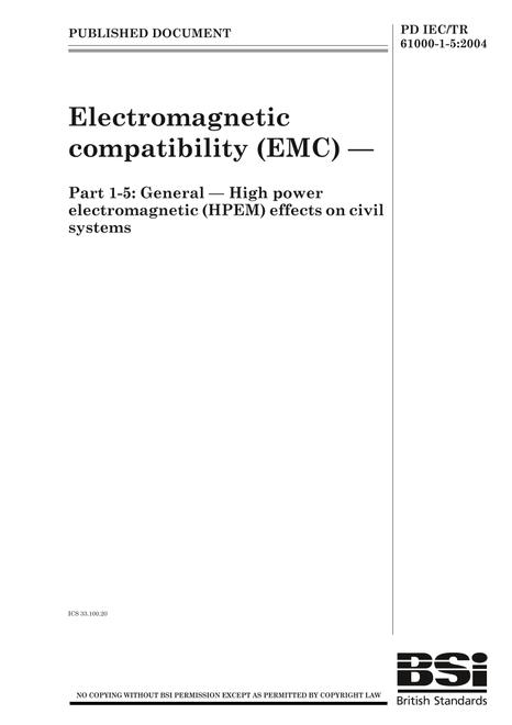 BS PD IEC/TR 61000-1-5:2004 BS PD IEC/TR 61000-1-5:2004