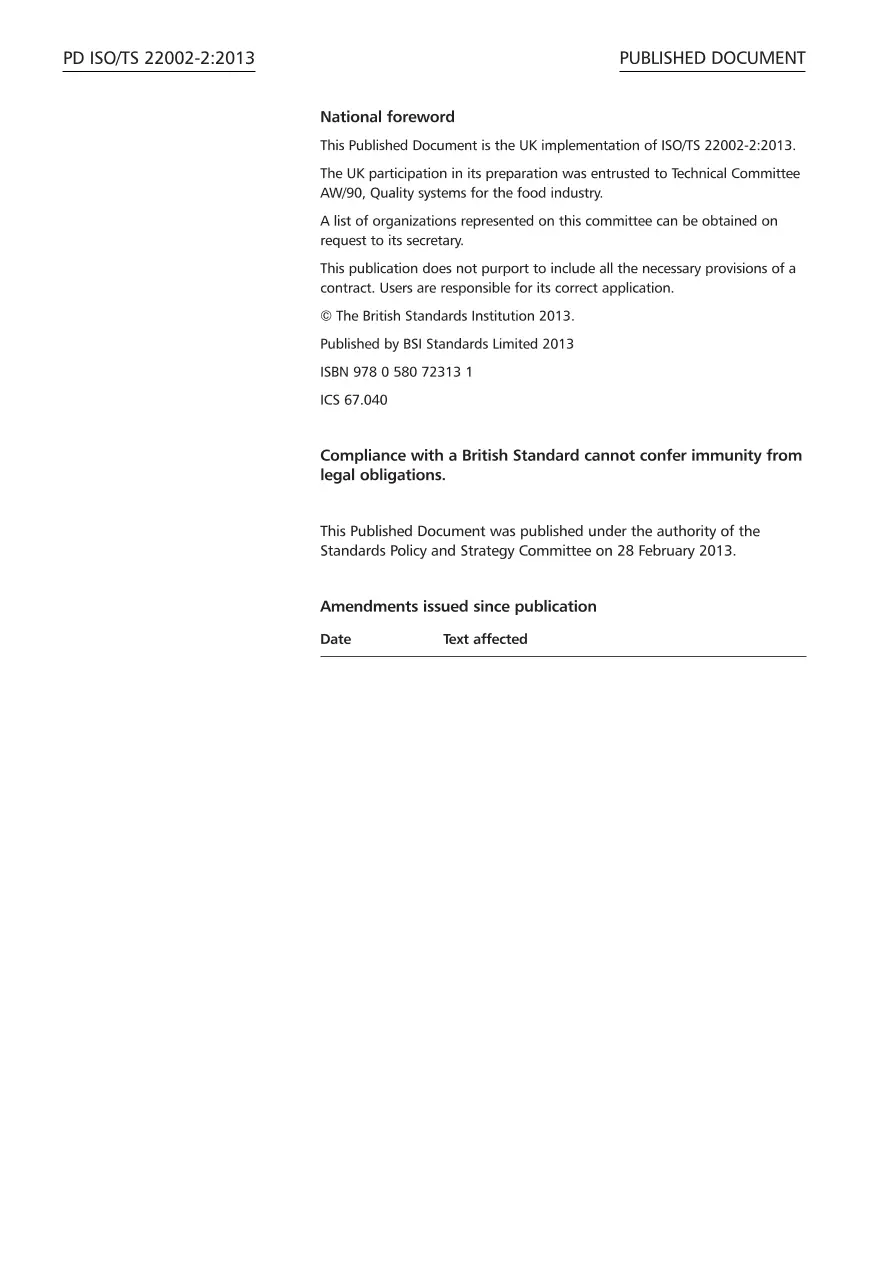 BS PD ISO/TS 22002-2:2013 BS PD ISO/TS 22002-2:2013
