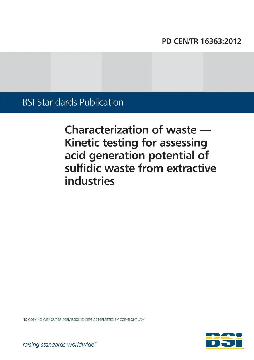 BS PD CEN/TR 16363:2012 BS PD CEN/TR 16363:2012