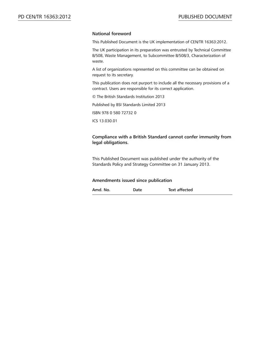 BS PD CEN/TR 16363:2012 BS PD CEN/TR 16363:2012