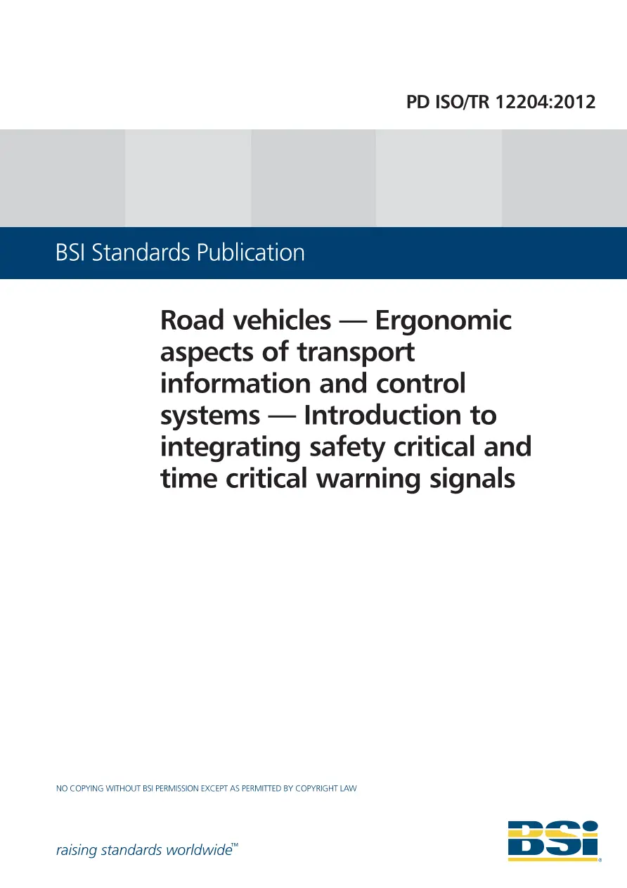 BS PD ISO/TR 12204:2012 BS PD ISO/TR 12204:2012
