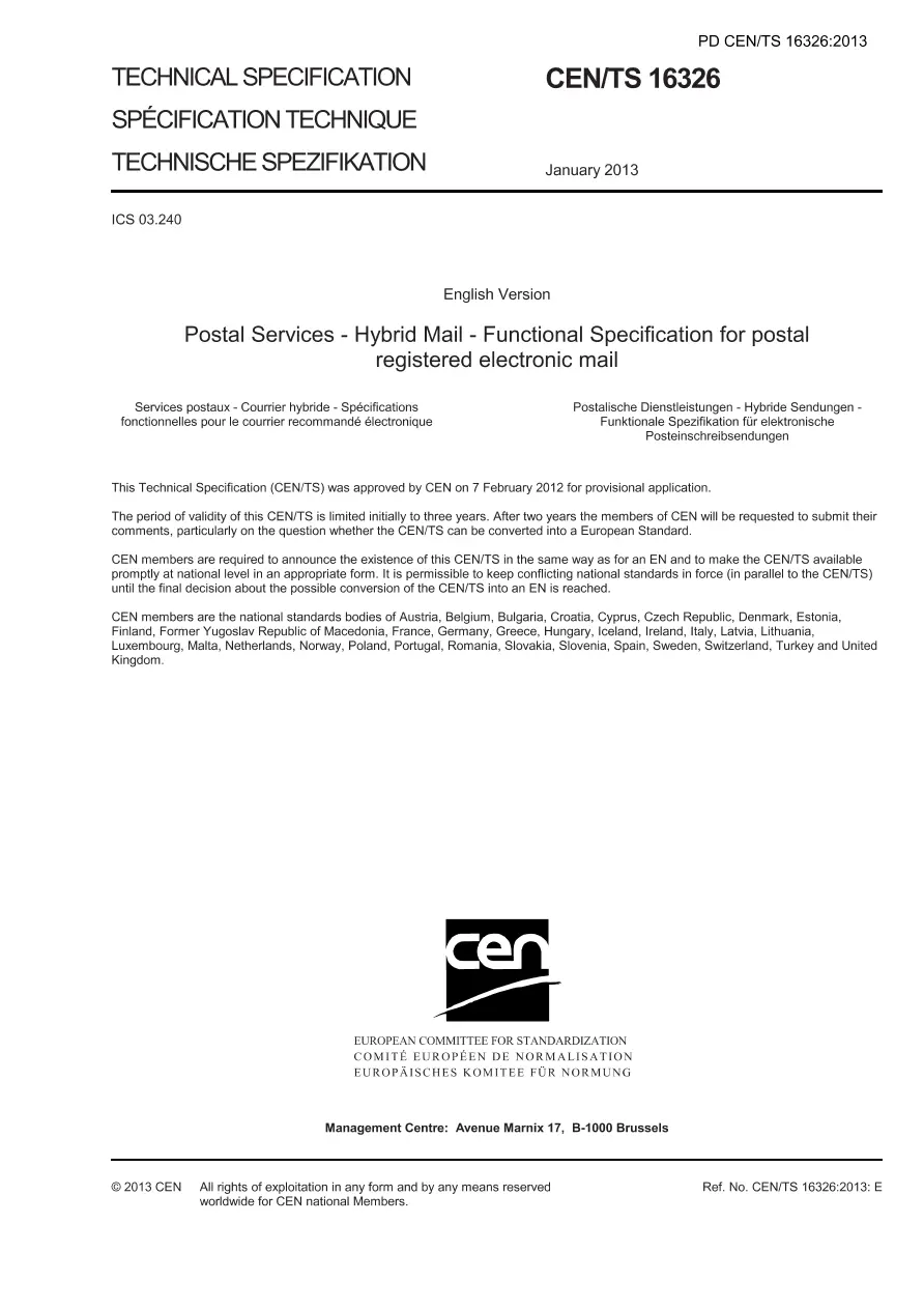 BS PD CEN/TS 16326:2013 BS PD CEN/TS 16326:2013