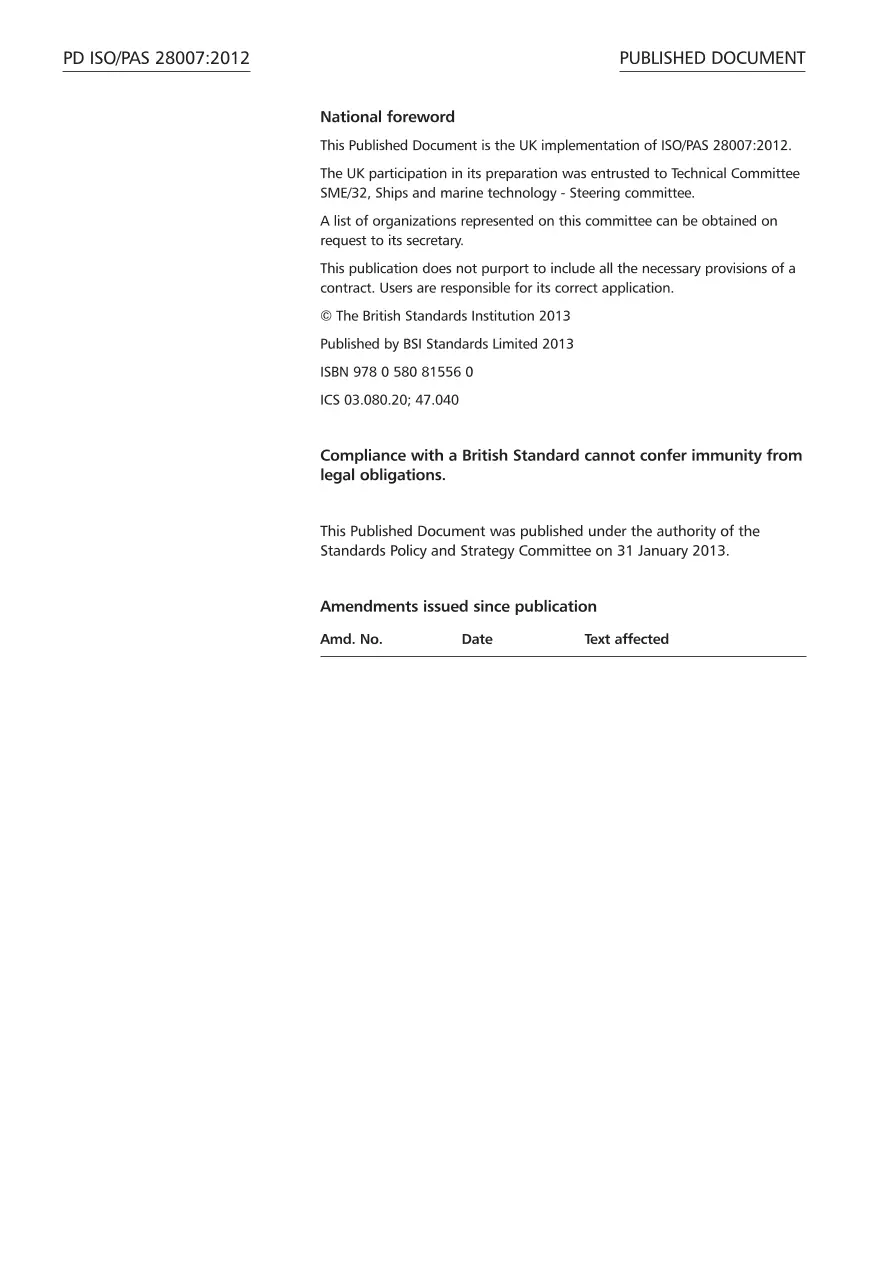 BS PD ISO/PAS 28007:2012 BS PD ISO/PAS 28007:2012