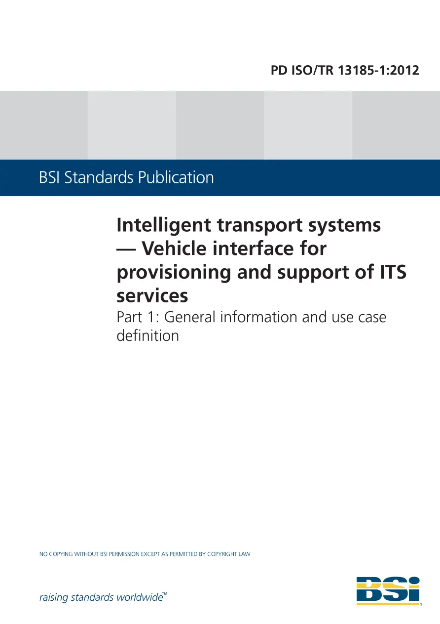 BS PD ISO/TR 13185-1:2012 BS PD ISO/TR 13185-1:2012