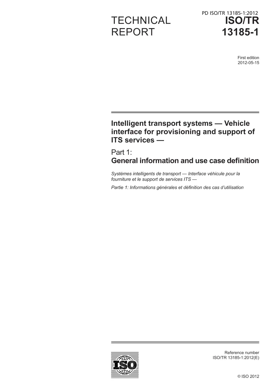 BS PD ISO/TR 13185-1:2012 BS PD ISO/TR 13185-1:2012
