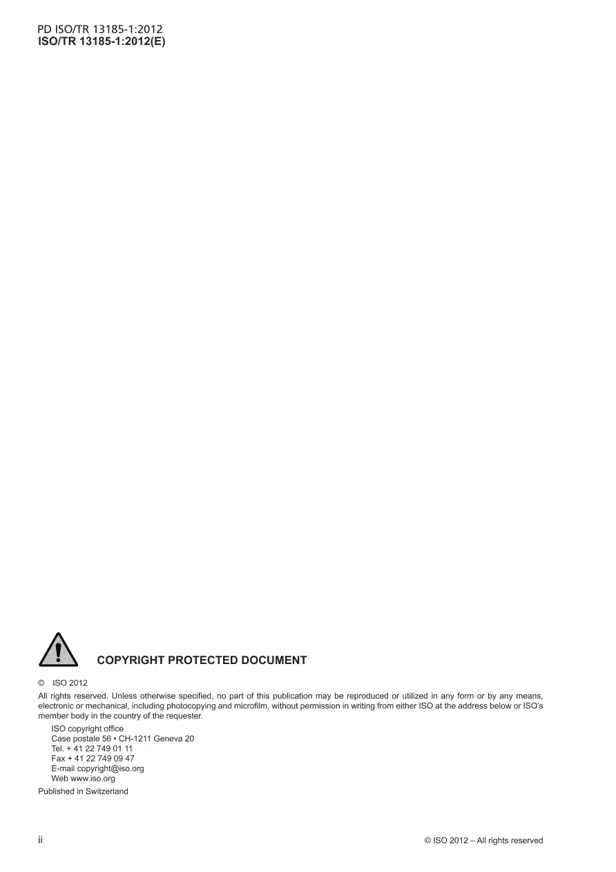 BS PD ISO/TR 13185-1:2012 BS PD ISO/TR 13185-1:2012