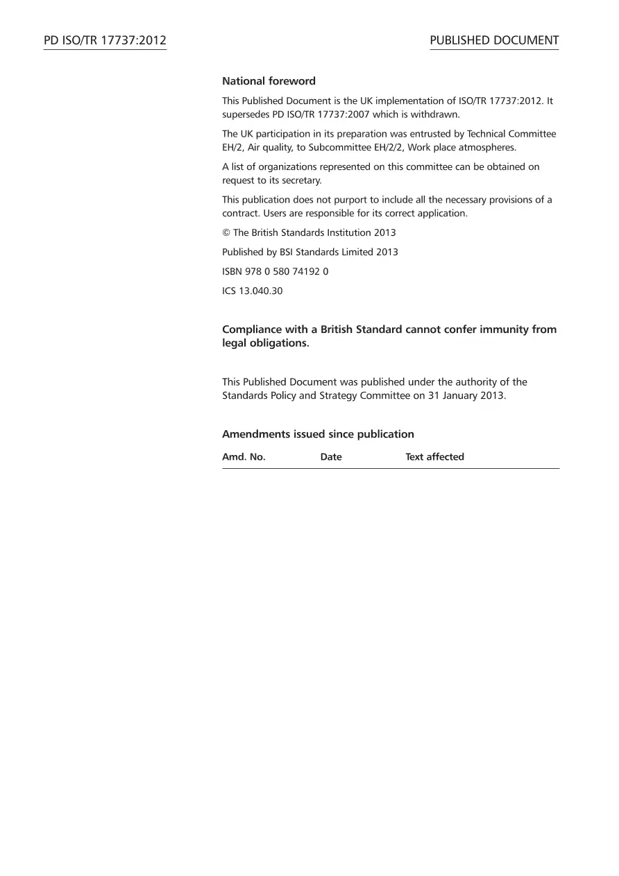 BS PD ISO/TR 17737:2012 BS PD ISO/TR 17737:2012