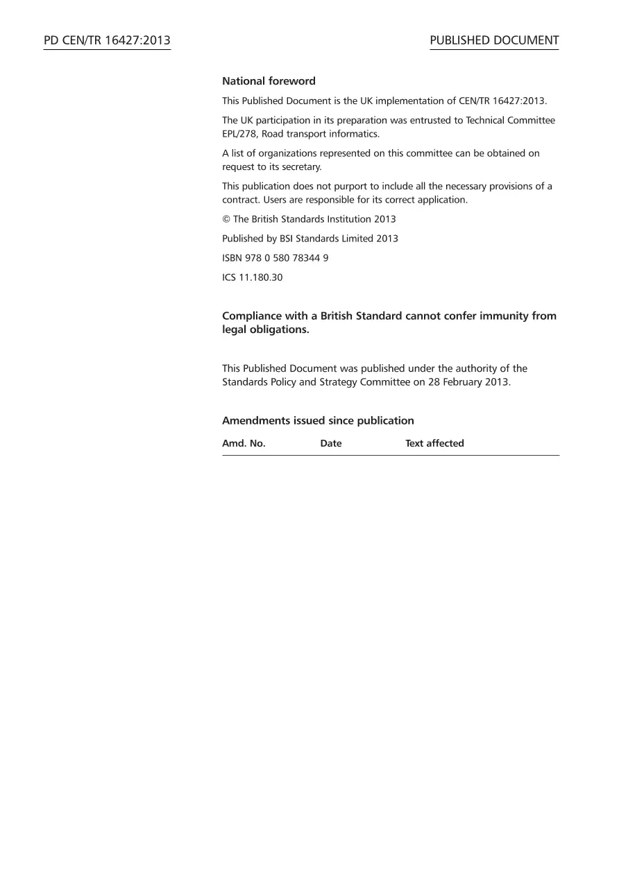 BS PD CEN/TR 16427:2013 BS PD CEN/TR 16427:2013