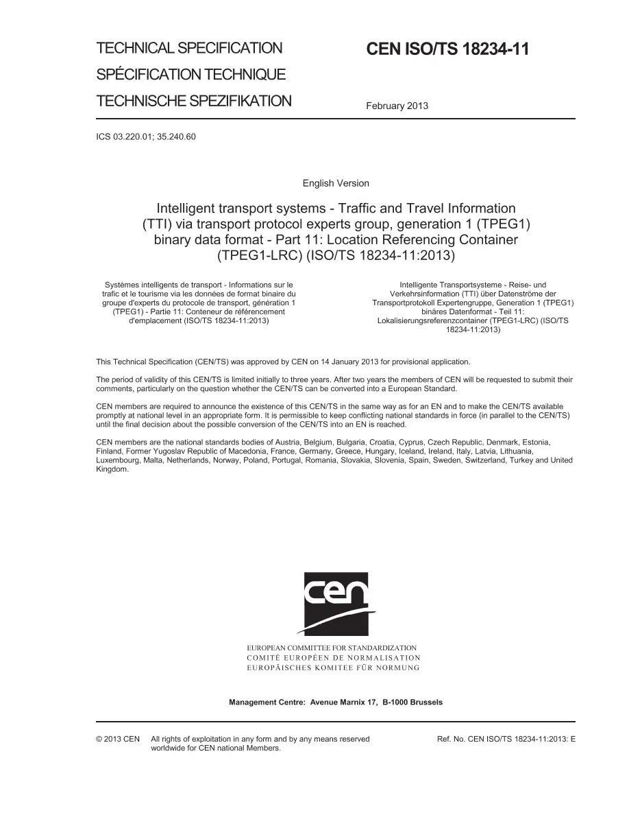BS PD CEN ISO/TS 18234-11:2013 BS PD CEN ISO/TS 18234-11:2013