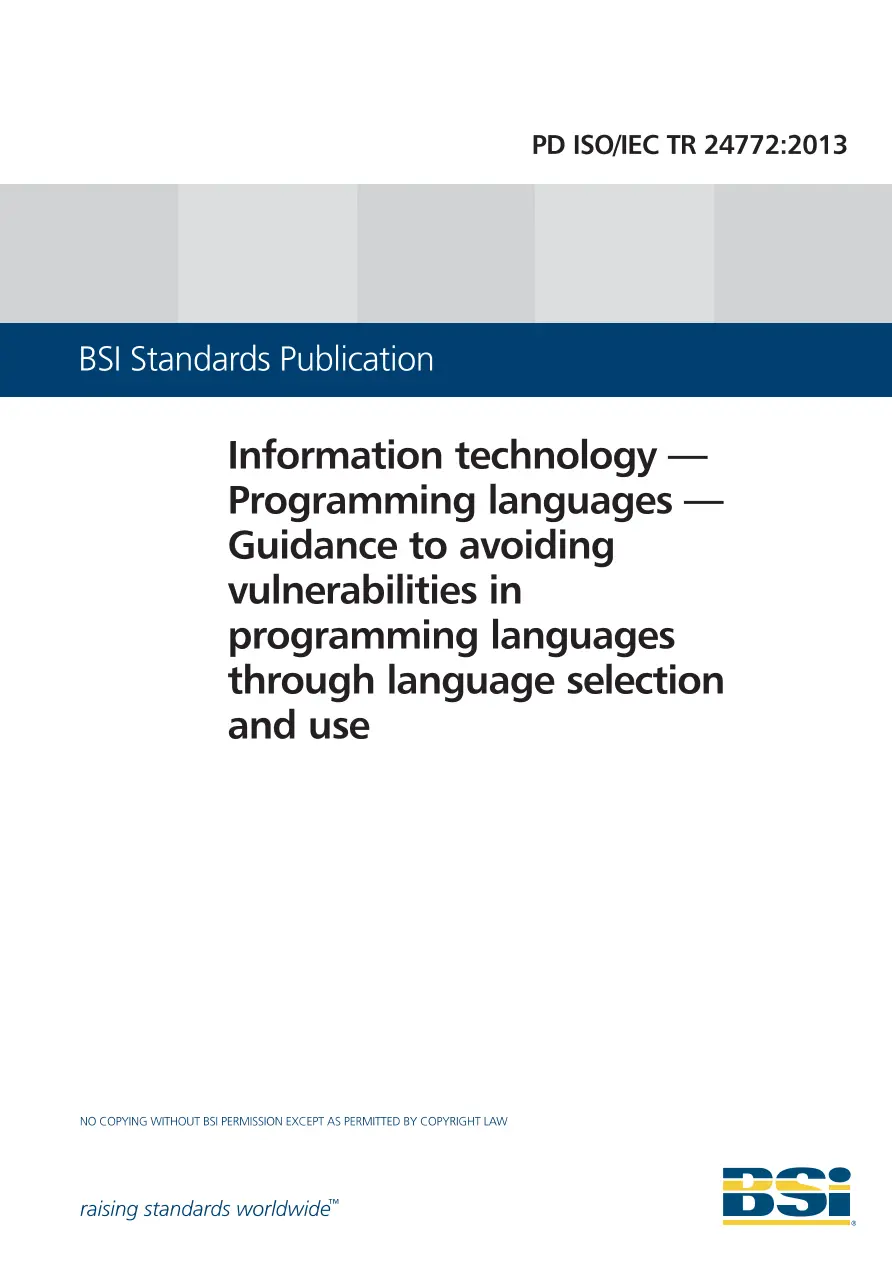BS PD ISO/IEC TR 24772:2013 BS PD ISO/IEC TR 24772:2013