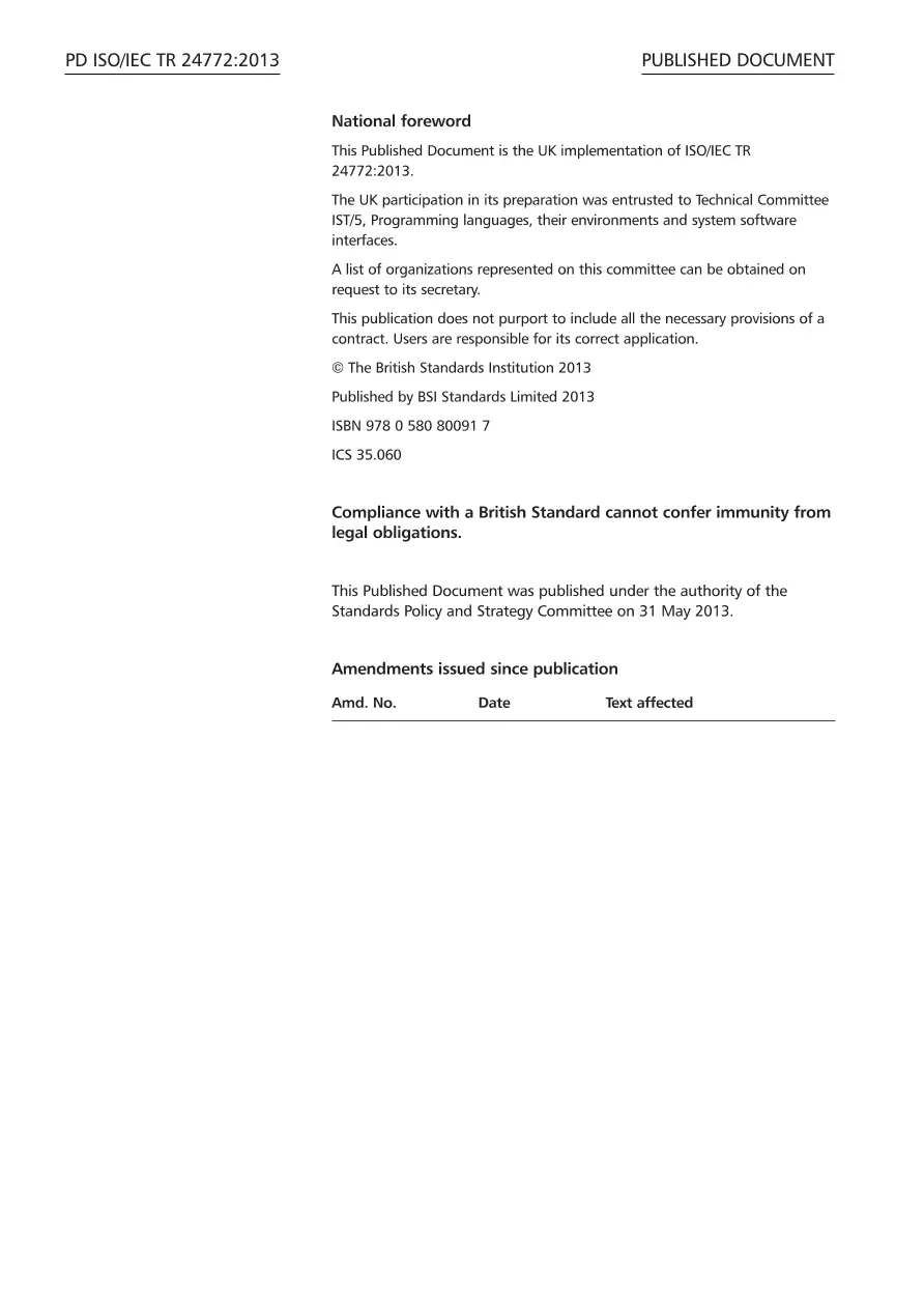 BS PD ISO/IEC TR 24772:2013 BS PD ISO/IEC TR 24772:2013