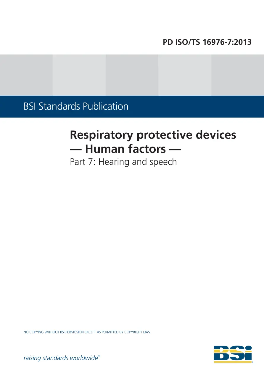 BS PD ISO/TS 16976-7:2013 BS PD ISO/TS 16976-7:2013