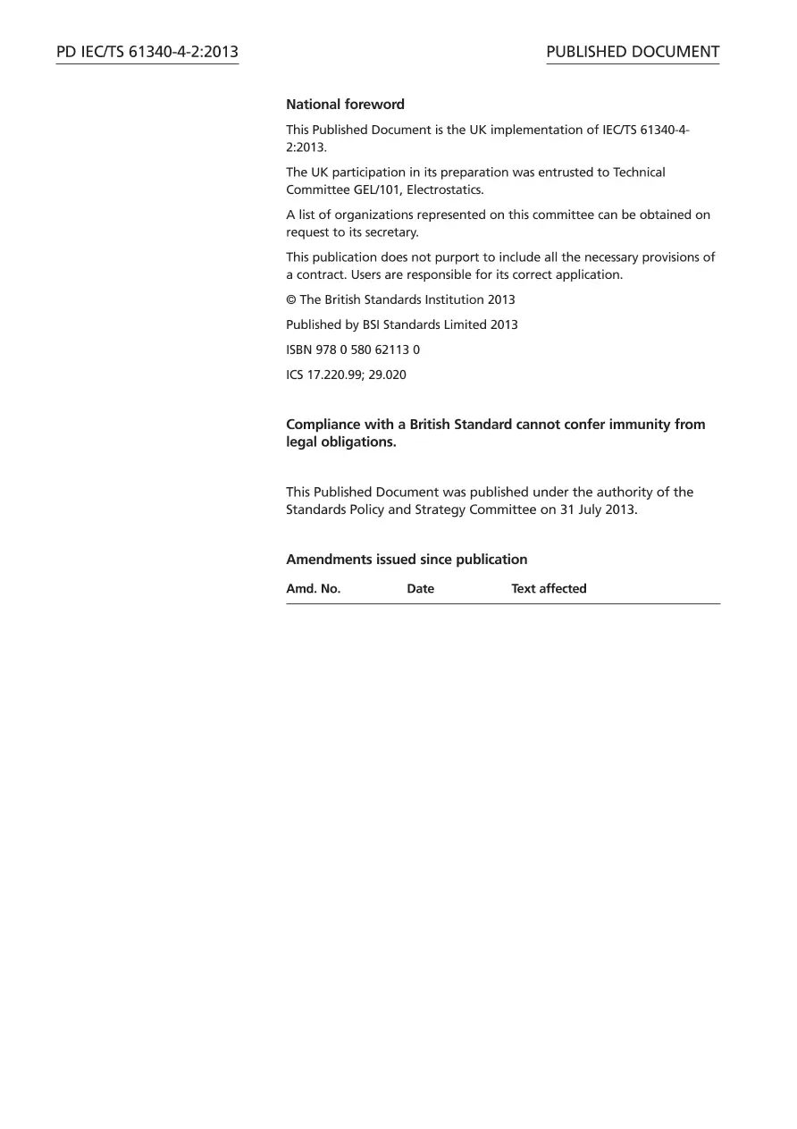 BS PD IEC/TS 61340-4-2:2013 BS PD IEC/TS 61340-4-2:2013
