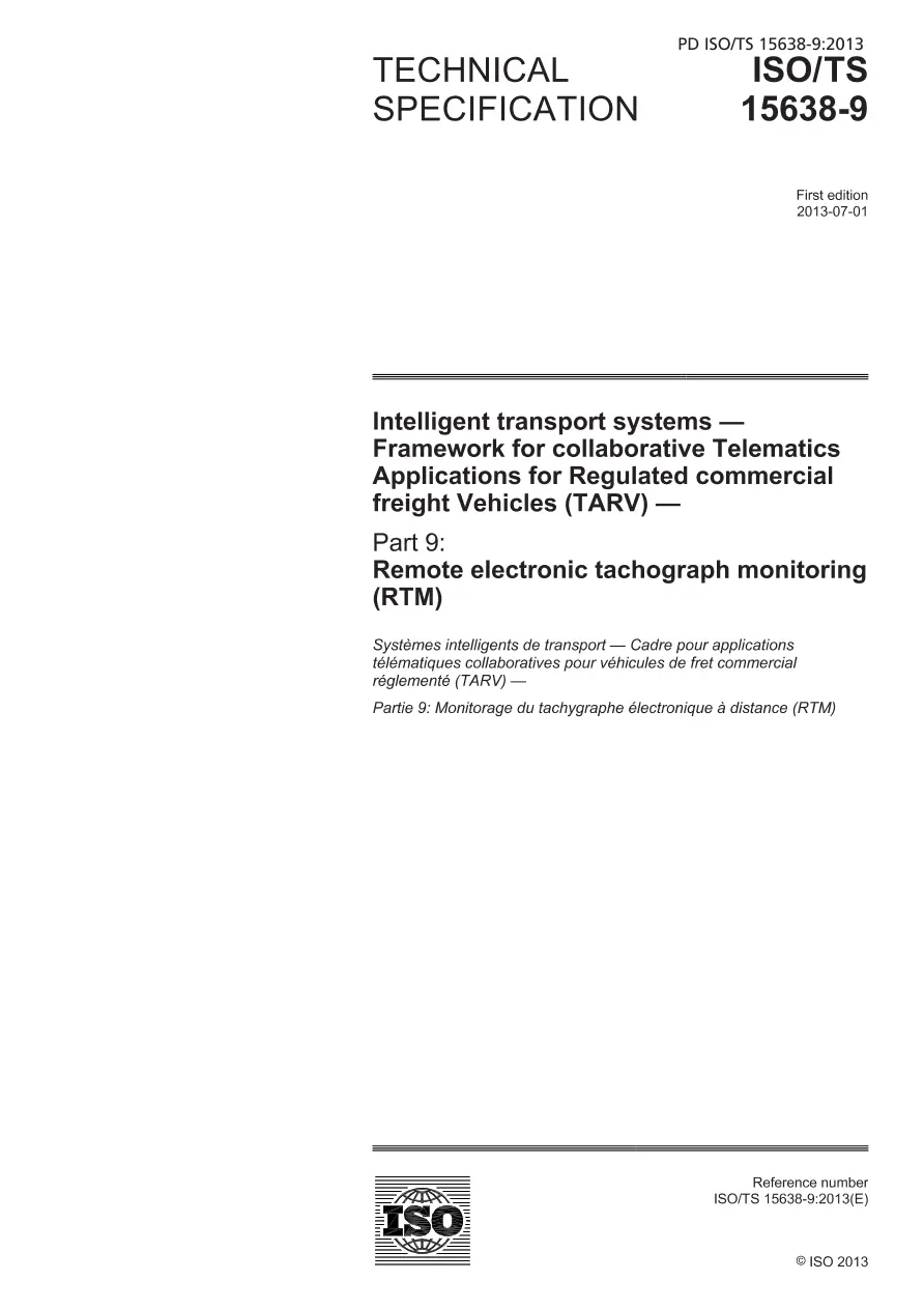 BS PD ISO/TS 15638-9:2013 BS PD ISO/TS 15638-9:2013