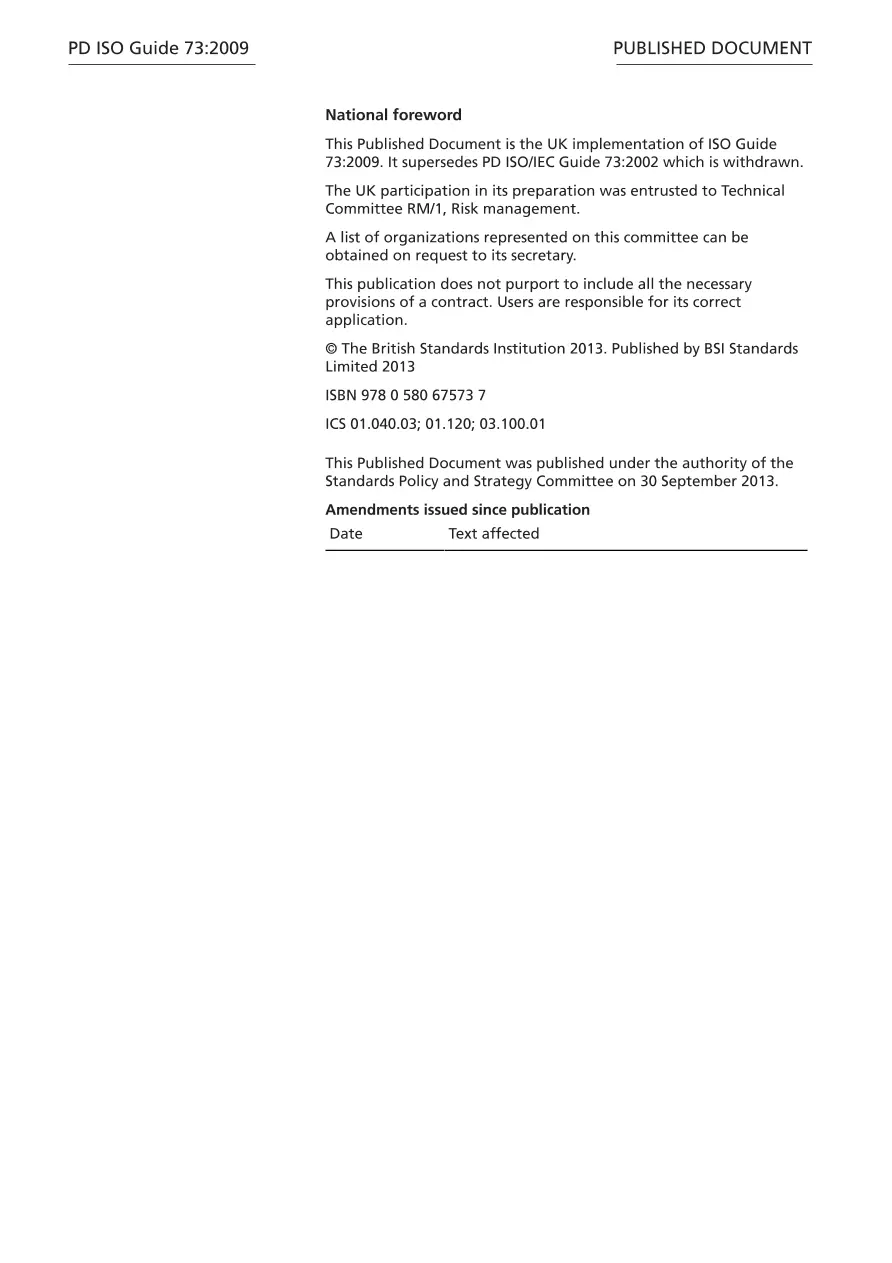 BS PD ISO GUIDE 73:2009 BS PD ISO GUIDE 73:2009