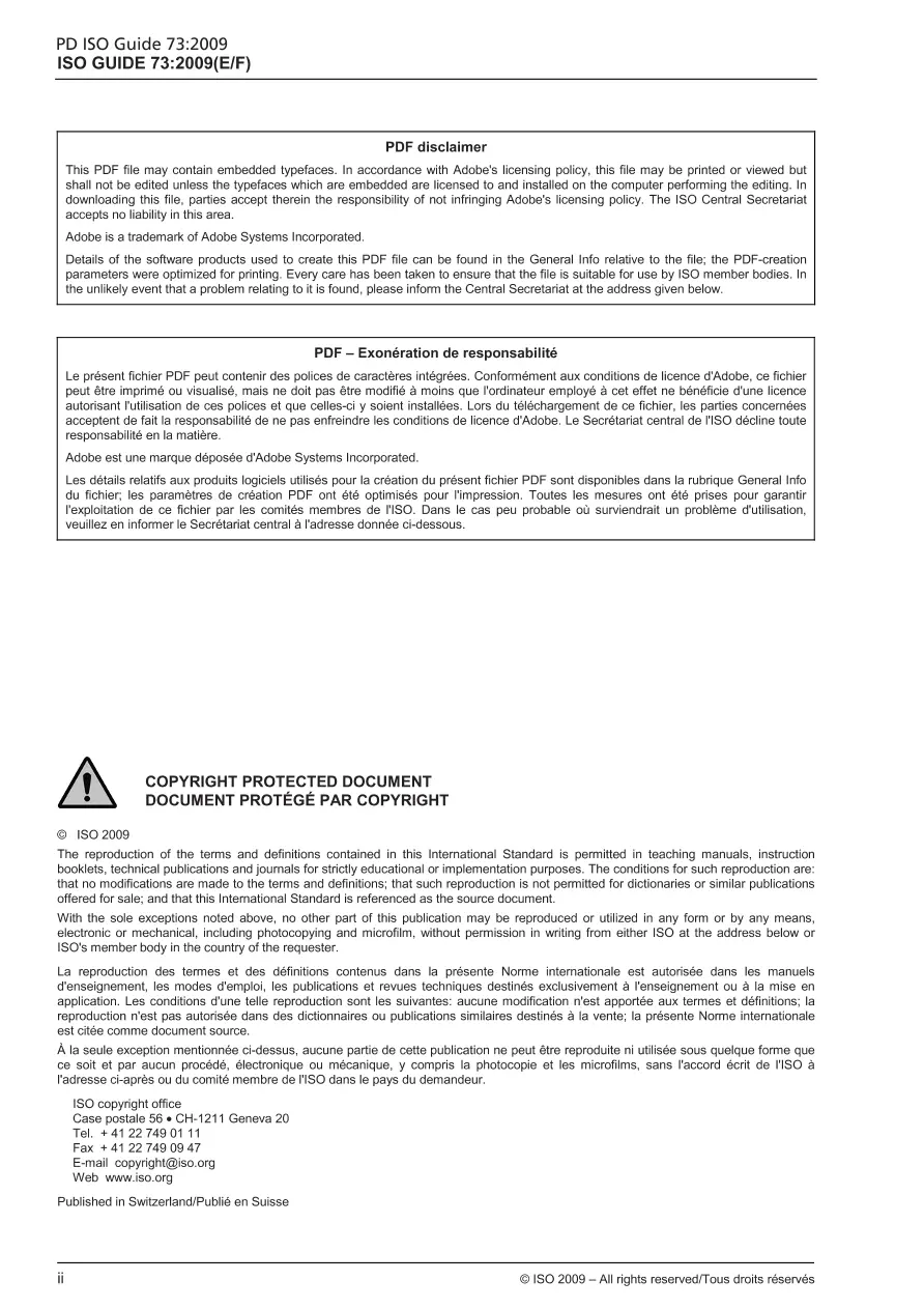 BS PD ISO GUIDE 73:2009 BS PD ISO GUIDE 73:2009