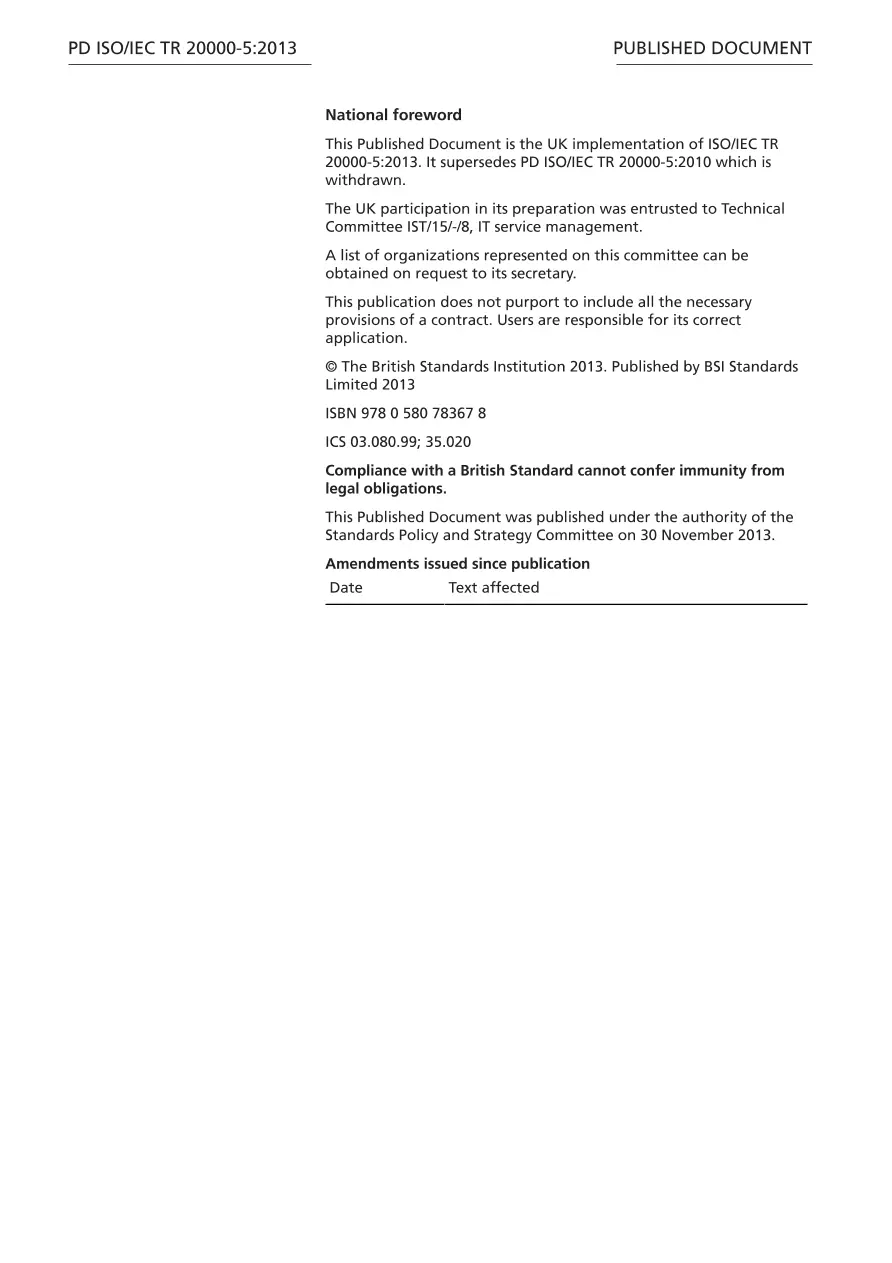 BS PD ISO/IEC TR 20000-5:2013 BS PD ISO/IEC TR 20000-5:2013