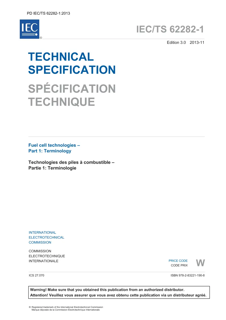 BS PD IEC/TS 62282-1:2013 BS PD IEC/TS 62282-1:2013