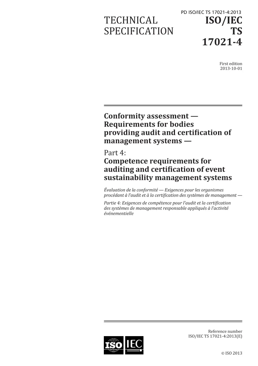 BS PD ISO/IEC TS 17021-4:2013 BS PD ISO/IEC TS 17021-4:2013