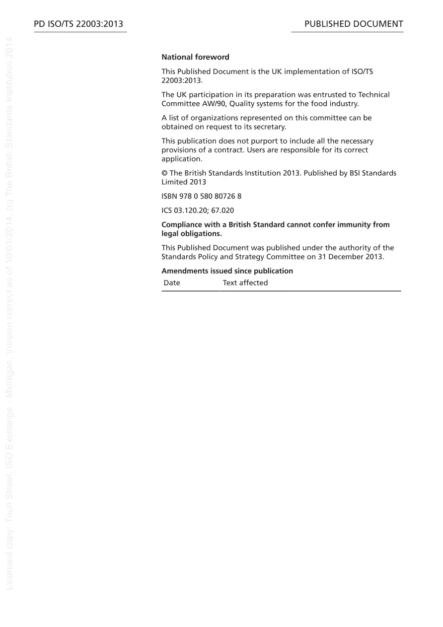 BS PD ISO/TS 22003:2013 BS PD ISO/TS 22003:2013