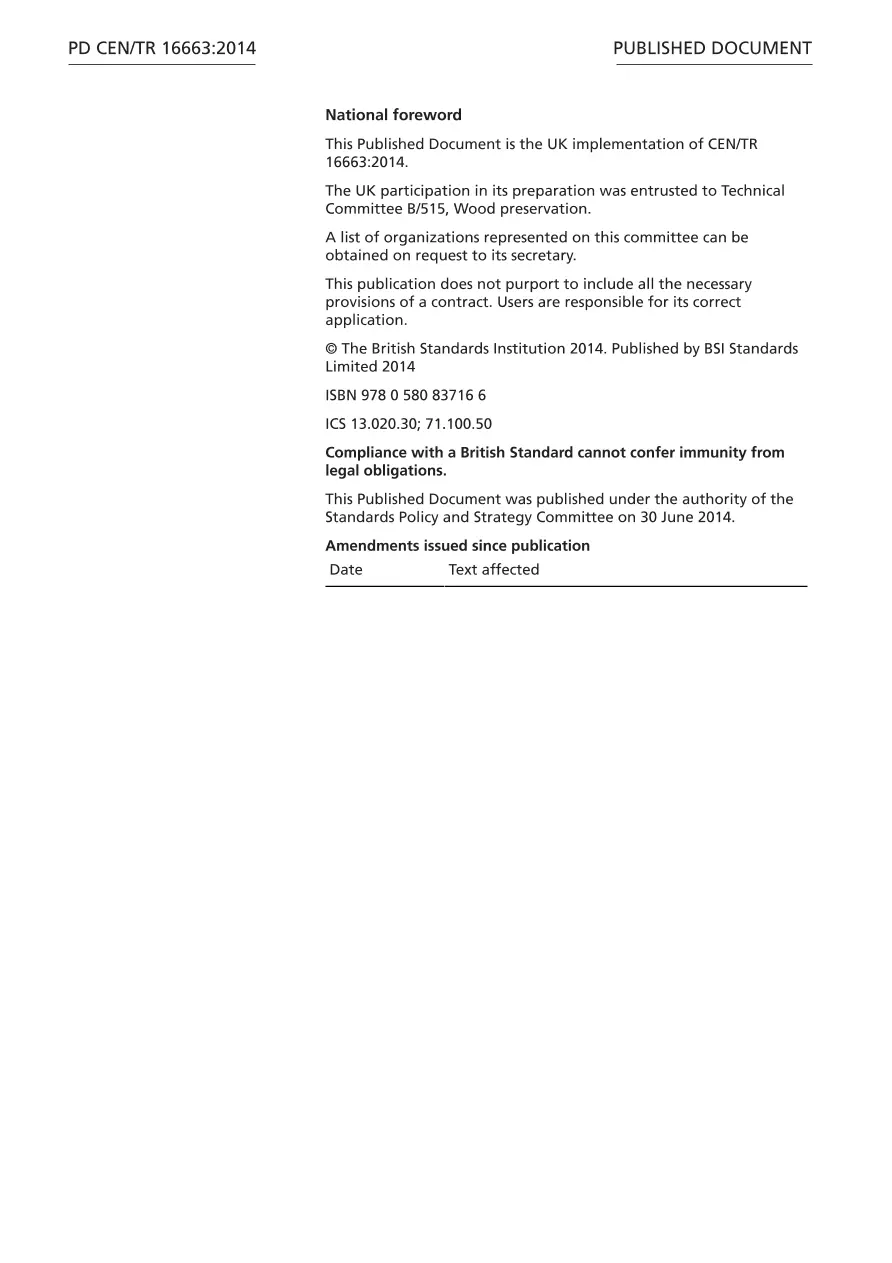 BS PD CEN/TR 16663:2014 BS PD CEN/TR 16663:2014