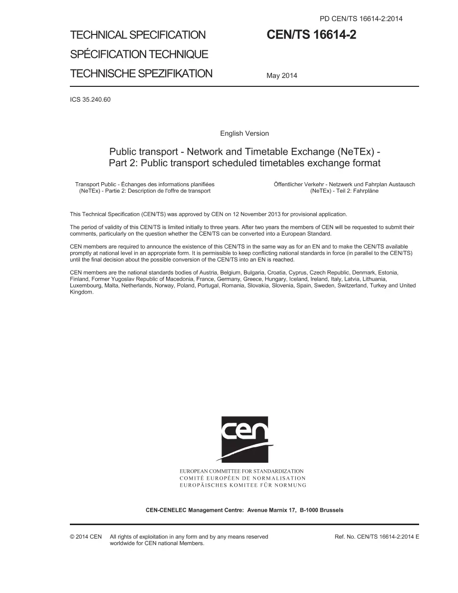 BS PD CEN/TS 16614-2:2014 BS PD CEN/TS 16614-2:2014