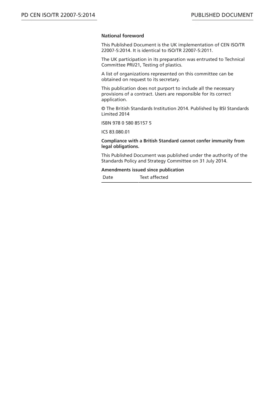 BS PD CEN ISO/TR 22007-5:2014 BS PD CEN ISO/TR 22007-5:2014