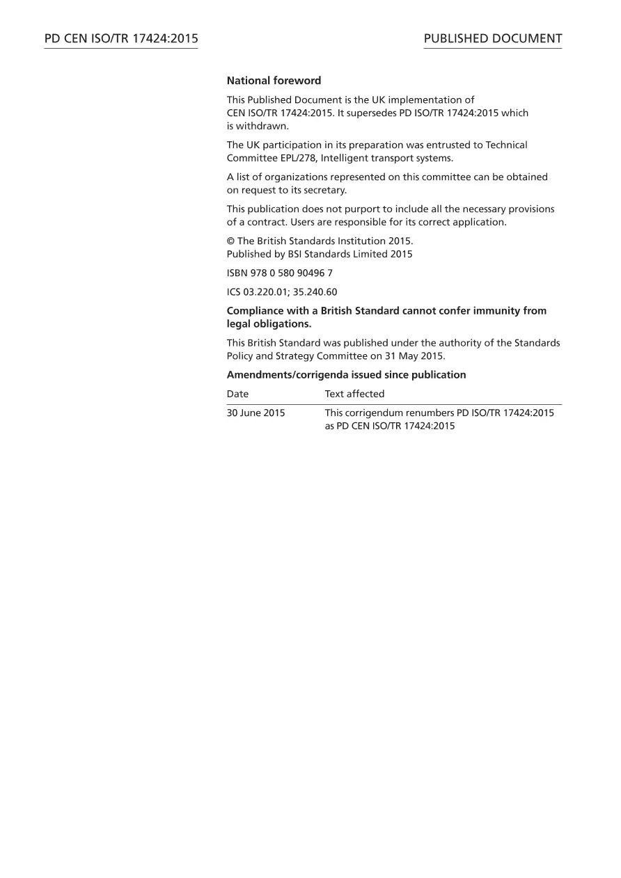 BS PD CEN ISO/TR 17424:2015 BS PD CEN ISO/TR 17424:2015