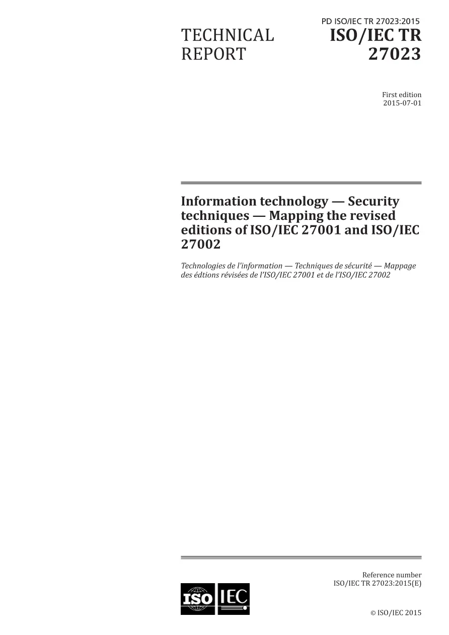 BS PD ISO/IEC TR 27023:2015 BS PD ISO/IEC TR 27023:2015
