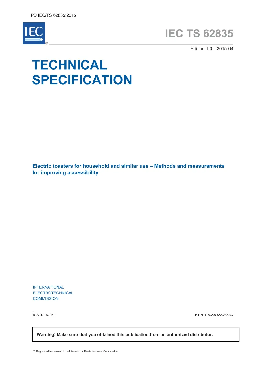 BS PD IEC/TS 62835:2015 BS PD IEC/TS 62835:2015