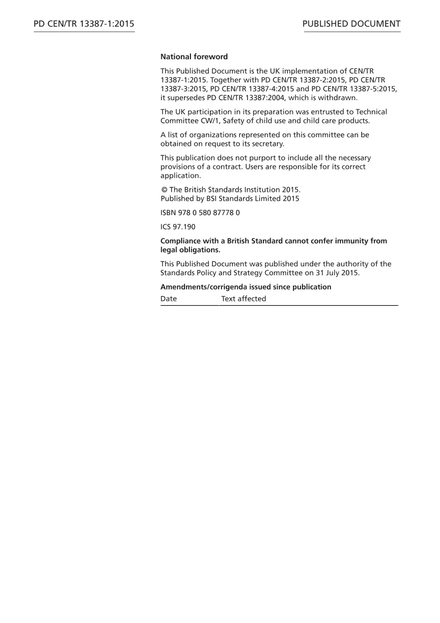 BS PD CEN/TR 13387-1:2015 BS PD CEN/TR 13387-1:2015