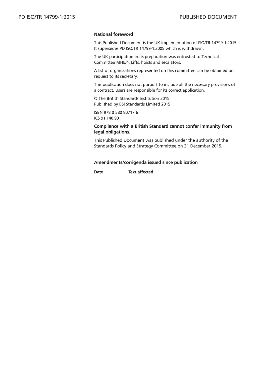 BS PD ISO/TR 14799-1:2015 BS PD ISO/TR 14799-1:2015